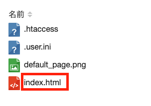ファイルマネージャのファイル(index.html)